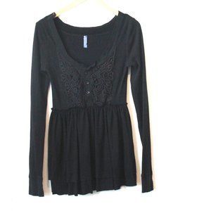 FREE PEOPLE Black Long Sleeve Size Large